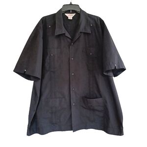 SUPREME 3XL Black Short Sleeve 4 Pocket Casual Top Button Front Shirt Shaket